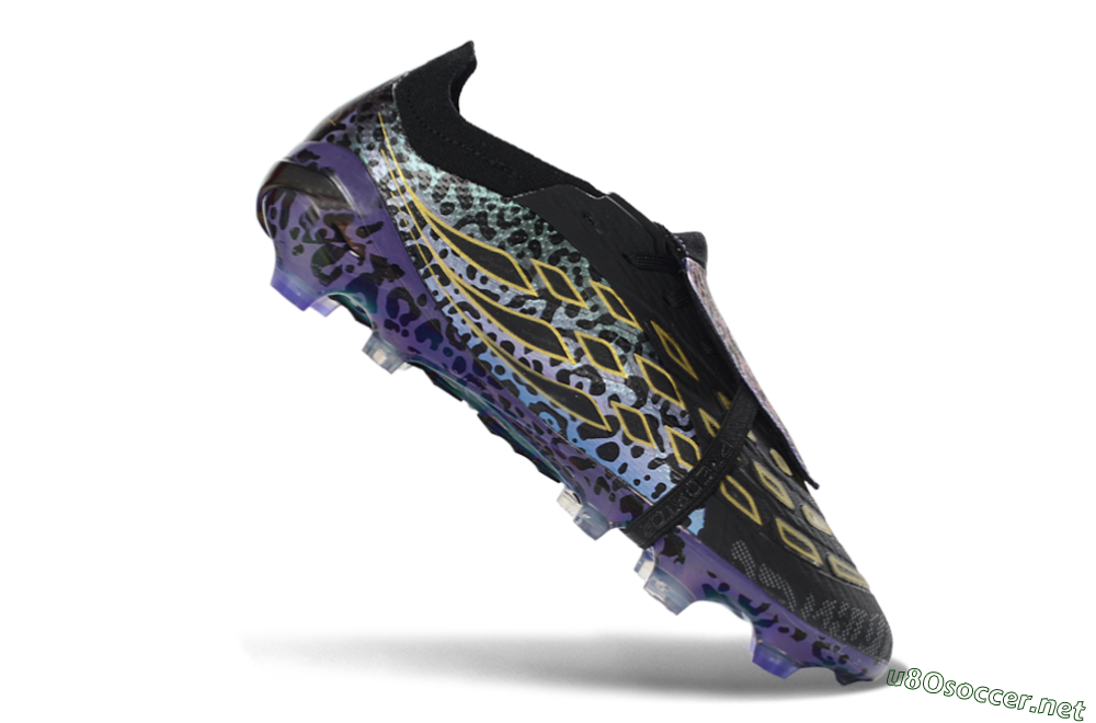 Unisex Adidas Predator 26 Elite Fold-Over Tongue FG Football Boots - Black/Electric Blue/Deep Purple 4