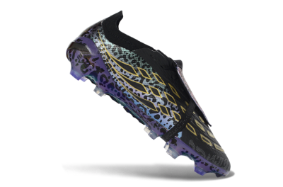 Unisex Adidas Predator 26 Elite Fold-Over Tongue FG Football Boots - Black/Electric Blue/Deep Purple