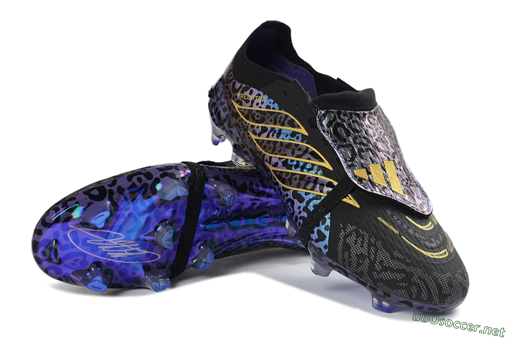 Unisex Adidas Predator 26 Elite Fold-Over Tongue FG Football Boots - Black/Electric Blue/Deep Purple 3