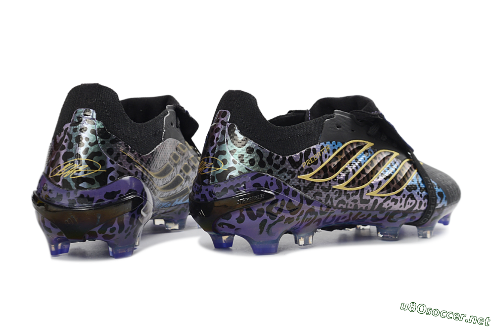 Unisex Adidas Predator 26 Elite Fold-Over Tongue FG Football Boots - Black/Electric Blue/Deep Purple 6