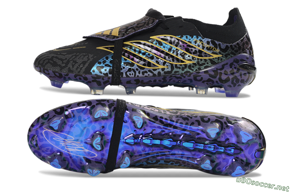 Unisex Adidas Predator 26 Elite Fold-Over Tongue FG Football Boots - Black/Electric Blue/Deep Purple 1