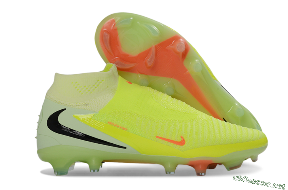 Unisex Nike Phantom 6 Elite High FG Football Boots - Yellow/Electric Lime/Coral Red 2