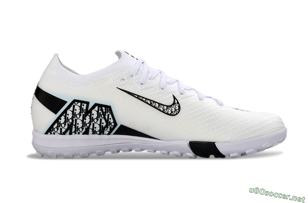 Unisex Nike Air Zoom Mercurial Vapor 16 Elite TF Football Shoes - White/Midnight Black/Sleek Silver 5