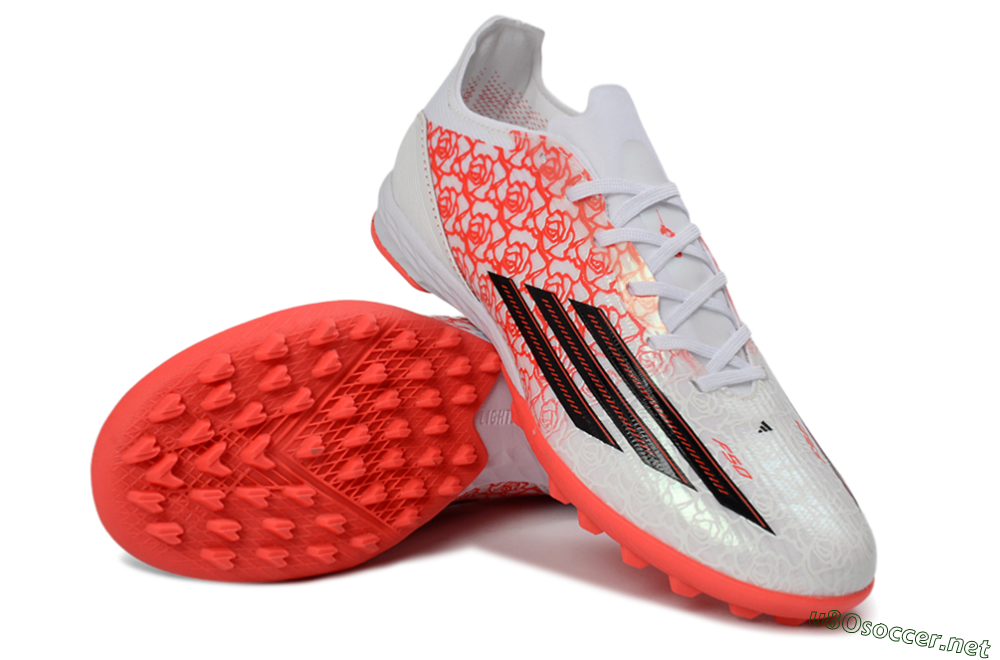 Unisex Adidas F50 Pro TF Football Shoes - White/Flamingo Pink/Neon Black 4