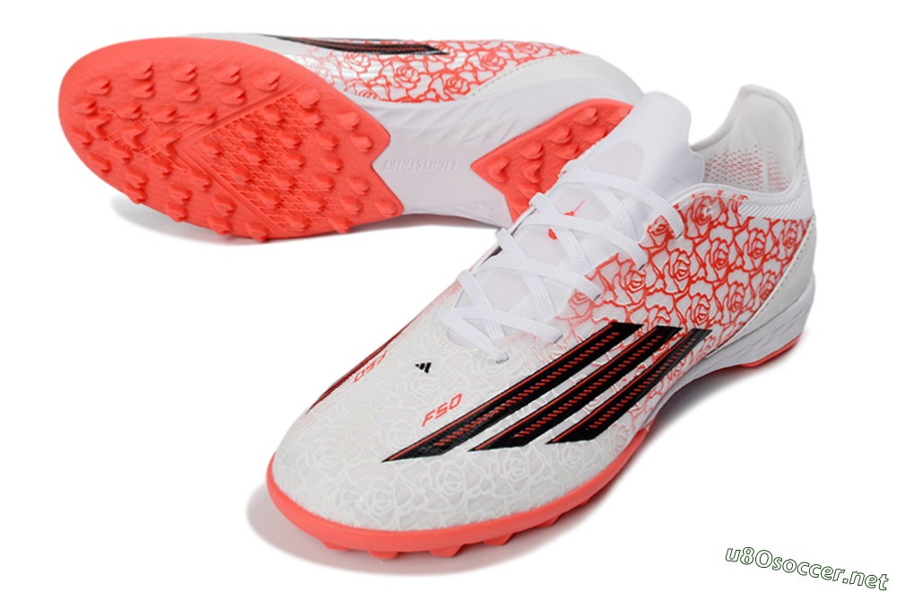 Unisex Adidas F50 Pro TF Football Shoes - White/Flamingo Pink/Neon Black 3