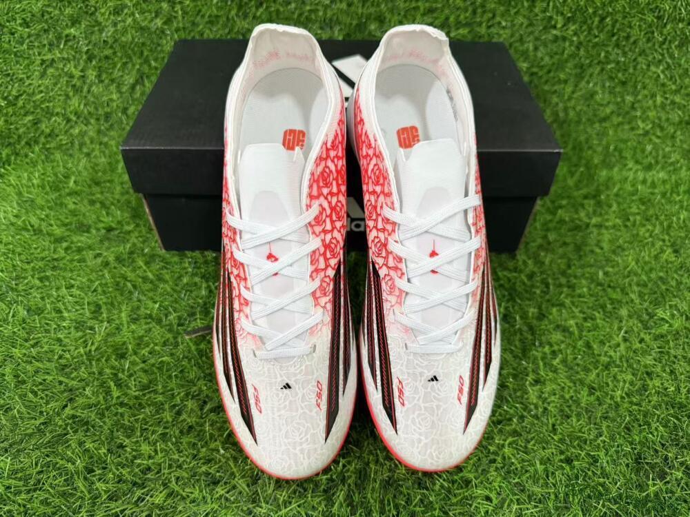 Unisex Adidas F50 Pro TF Football Shoes - White/Flamingo Pink/Neon Black