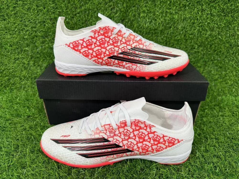 Unisex Adidas F50 Pro TF Football Shoes - White/Flamingo Pink/Neon Black