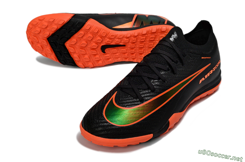 Unisex Nike Air Zoom Mercurial Vapor 16 Elite TF Football Shoes - Black/Flame Orange/Electric Green 3