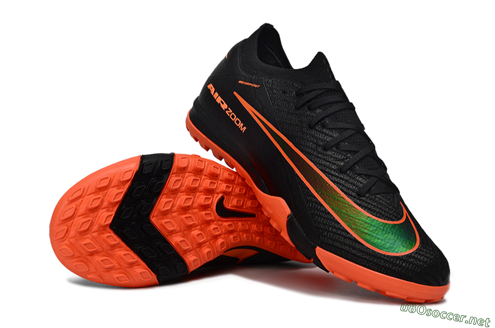 Unisex Nike Air Zoom Mercurial Vapor 16 Elite TF Football Shoes - Black/Flame Orange/Electric Green 1