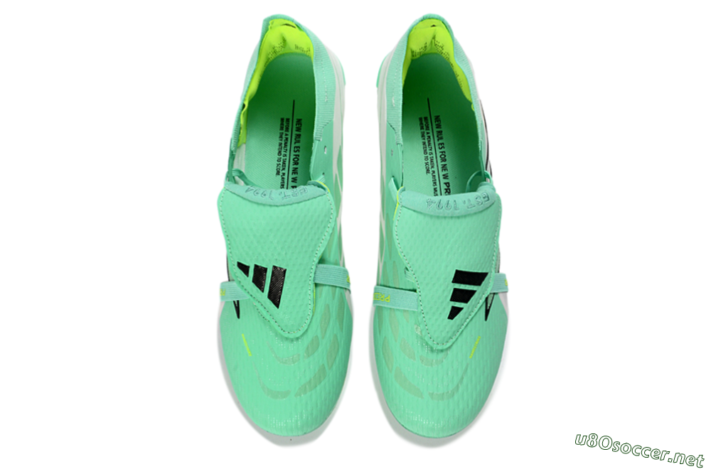 Unisex Adidas Predator 26 Elite Fold-Over Tongue FG Football Boots - Aqua/Mint Green/Fluorescent Yellow 4