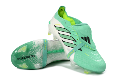Unisex Adidas Predator 26 Elite Fold-Over Tongue FG Football Boots - Aqua/Mint Green/Fluorescent Yellow
