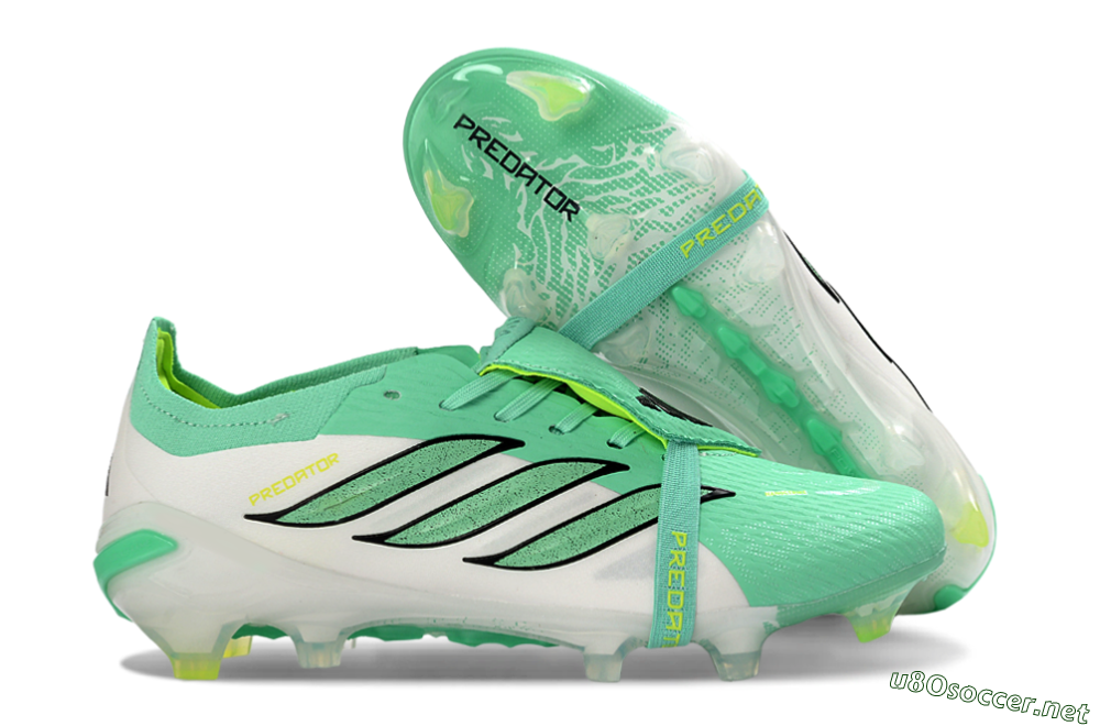 Unisex Adidas Predator 26 Elite Fold-Over Tongue FG Football Boots - Aqua/Mint Green/Fluorescent Yellow 2