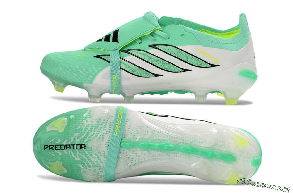 Unisex Adidas Predator 26 Elite Fold-Over Tongue FG Football Boots - Aqua/Mint Green/Fluorescent Yellow 1