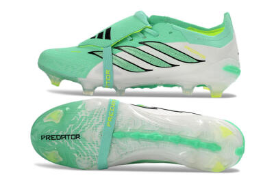 Unisex Adidas Predator 26 Elite Fold-Over Tongue FG Football Boots - Aqua/Mint Green/Fluorescent Yellow