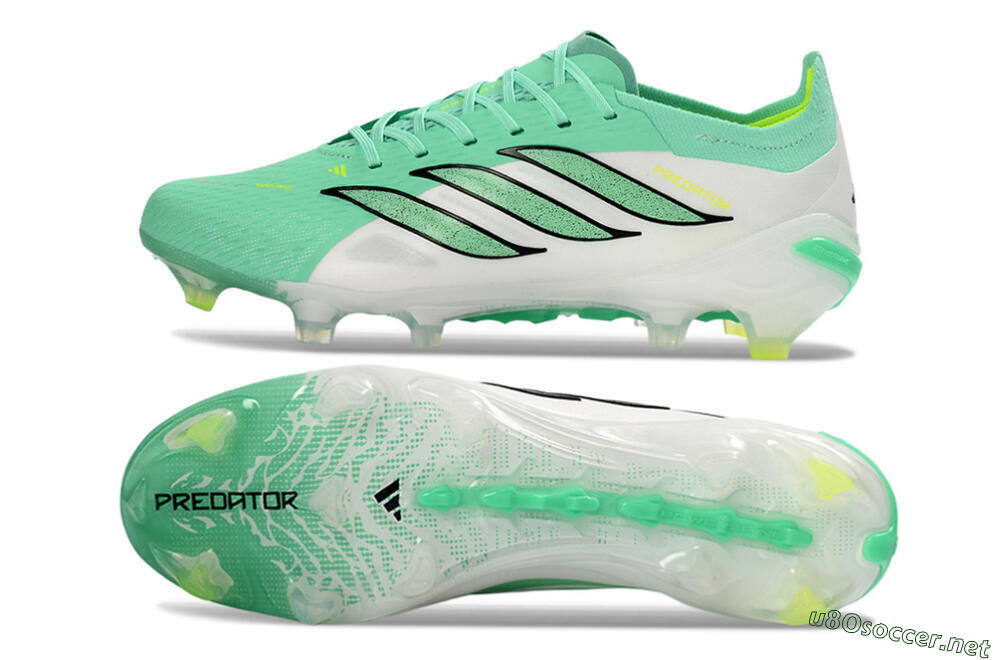 Unisex Adidas Predator 26 Elite FG Football Boots - Aqua/Lime Green/Black 1