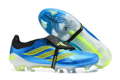 Men's Adidas Predator 26 Elite Fold-Over Tongue FG Football Boots - Blue/Electric Blue/Lime Green