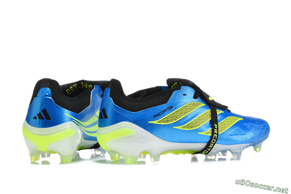 Men's Adidas Predator 26 Elite Fold-Over Tongue FG Football Boots - Blue/Electric Blue/Lime Green 9