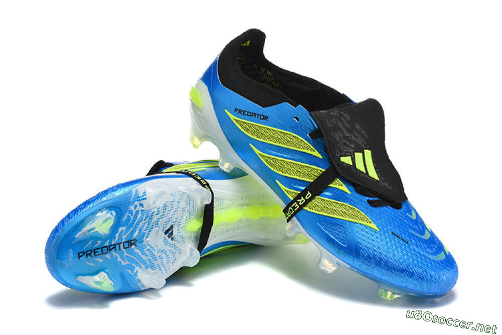 Men's Adidas Predator 26 Elite Fold-Over Tongue FG Football Boots - Blue/Electric Blue/Lime Green 4