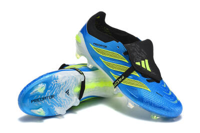Men's Adidas Predator 26 Elite Fold-Over Tongue FG Football Boots - Blue/Electric Blue/Lime Green