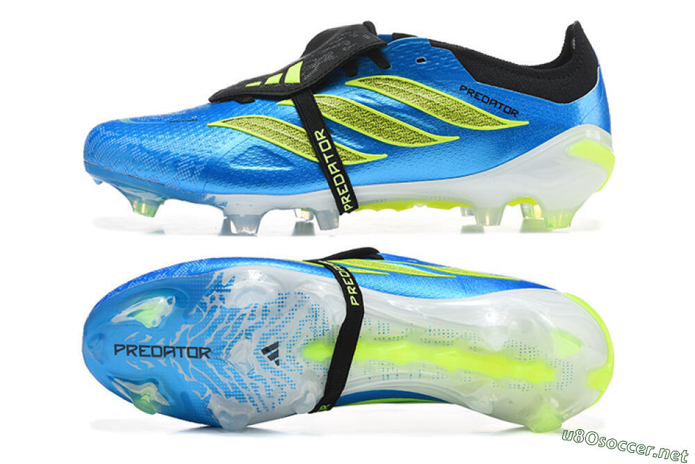 Men's Adidas Predator 26 Elite Fold-Over Tongue FG Football Boots - Blue/Electric Blue/Lime Green 1