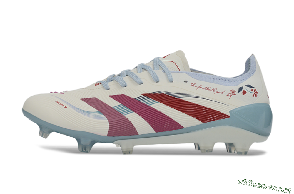 Unisex Adidas Predator 26 Elite FG Football Boots - White/Blush Pink/Light Blue 0