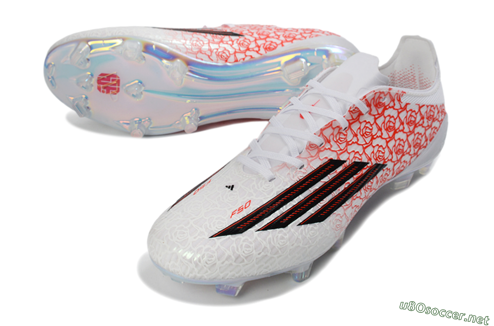 Unisex Adidas F50 Elite FG Football Boots - White/Crimson Rose/Black 3