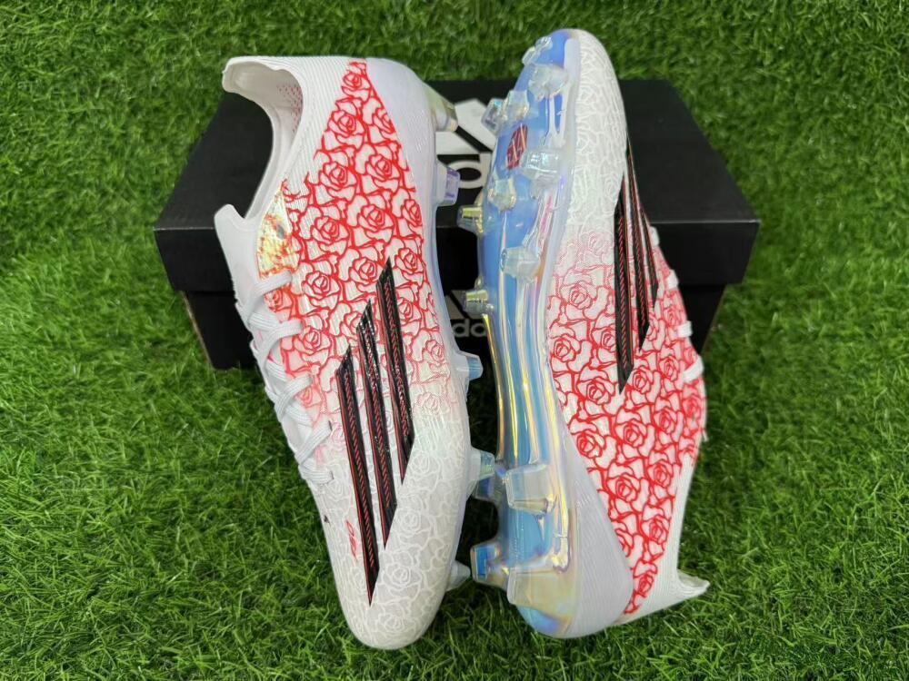 Unisex Adidas F50 Elite FG Football Boots - White/Crimson Rose/Black 