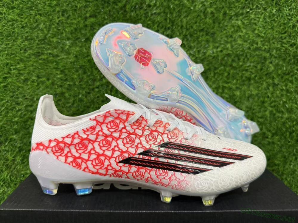 Unisex Adidas F50 Elite FG Football Boots - White/Crimson Rose/Black 