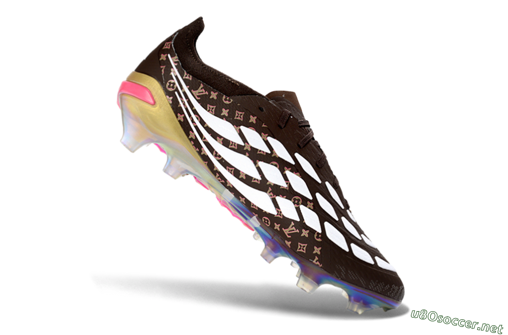 Unisex Adidas Predator 26 Elite FG Football Boots - Brown/Vibrant Pink/Metallic Gold 4