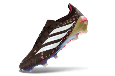 Unisex Adidas Predator 26 Elite FG Football Boots - Brown/Vibrant Pink/Metallic Gold