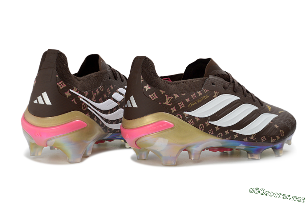 Unisex Adidas Predator 26 Elite FG Football Boots - Brown/Vibrant Pink/Metallic Gold 6