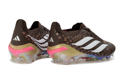 Unisex Adidas Predator 26 Elite FG Football Boots - Brown/Vibrant Pink/Metallic Gold