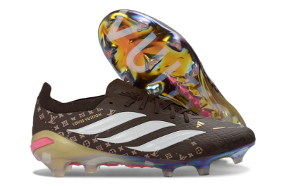 Unisex Adidas Predator 26 Elite FG Football Boots - Brown/Vibrant Pink/Metallic Gold