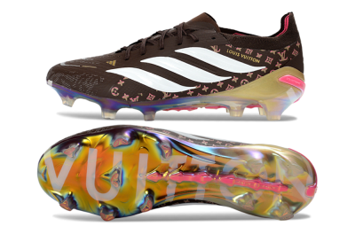 Unisex Adidas Predator 26 Elite FG Football Boots - Brown/Vibrant Pink/Metallic Gold