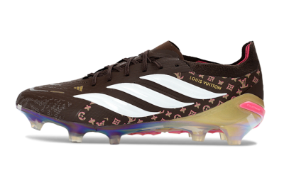 Unisex Adidas Predator 26 Elite FG Football Boots - Brown/Vibrant Pink/Metallic Gold