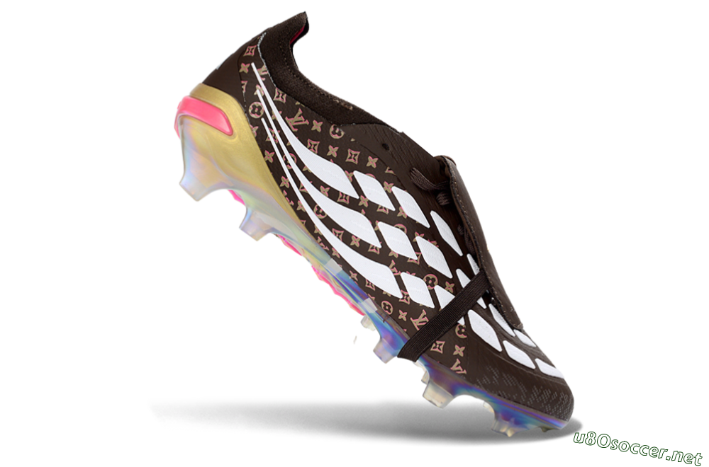 Unisex Adidas Predator 26 Elite Fold-Over Tongue FG Football Boots - Brown/Golden Pink/Rainbow 4