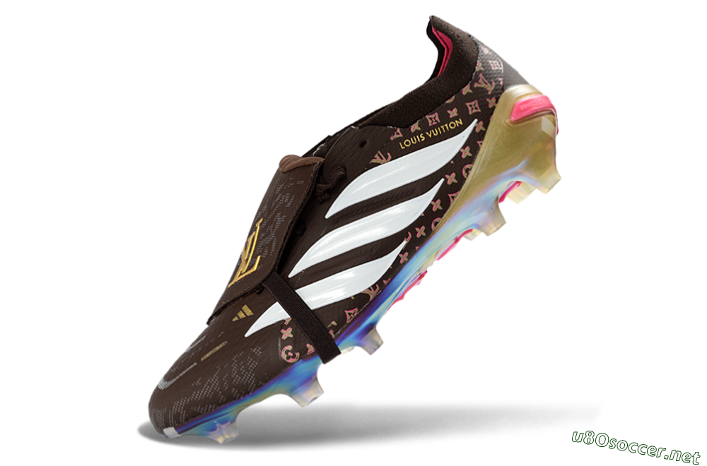 Unisex Adidas Predator 26 Elite Fold-Over Tongue FG Football Boots - Brown/Golden Pink/Rainbow 5
