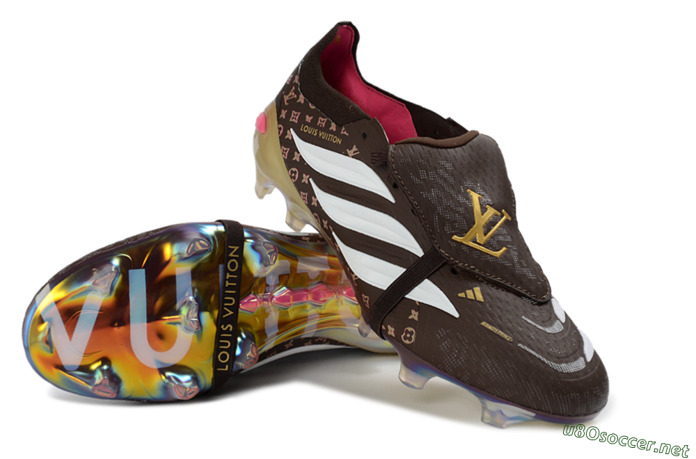 Unisex Adidas Predator 26 Elite Fold-Over Tongue FG Football Boots - Brown/Golden Pink/Rainbow 3