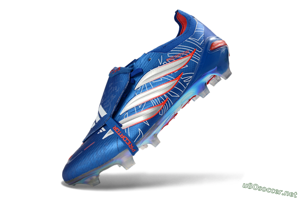 Unisex Adidas Predator 26 Elite Fold-Over Tongue FG Football Boots - Blue/Electric Blue/Fiery Red 5