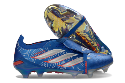 Unisex Adidas Predator 26 Elite Fold-Over Tongue FG Football Boots - Blue/Electric Blue/Fiery Red