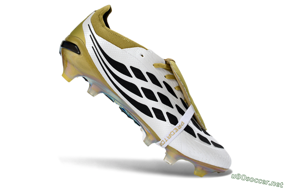 Unisex Adidas Predator 26 Elite Fold-Over Tongue FG Football Boots - White/Gold/Black 4