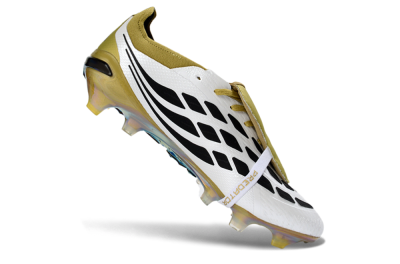Unisex Adidas Predator 26 Elite Fold-Over Tongue FG Football Boots - White/Gold/Black