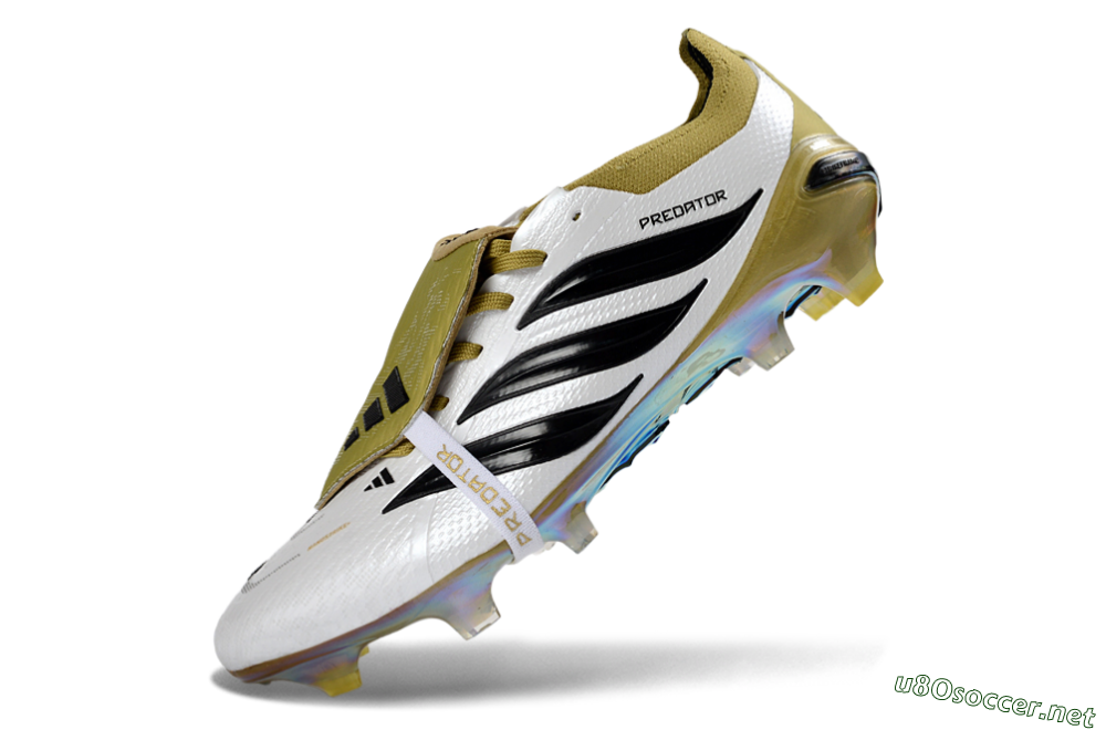 Unisex Adidas Predator 26 Elite Fold-Over Tongue FG Football Boots - White/Gold/Black 5