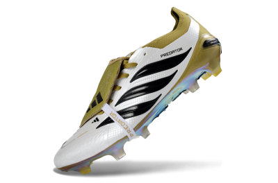 Unisex Adidas Predator 26 Elite Fold-Over Tongue FG Football Boots - White/Gold/Black