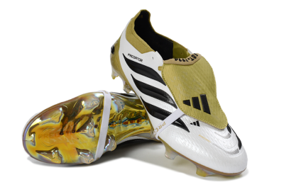 Unisex Adidas Predator 26 Elite Fold-Over Tongue FG Football Boots - White/Gold/Black