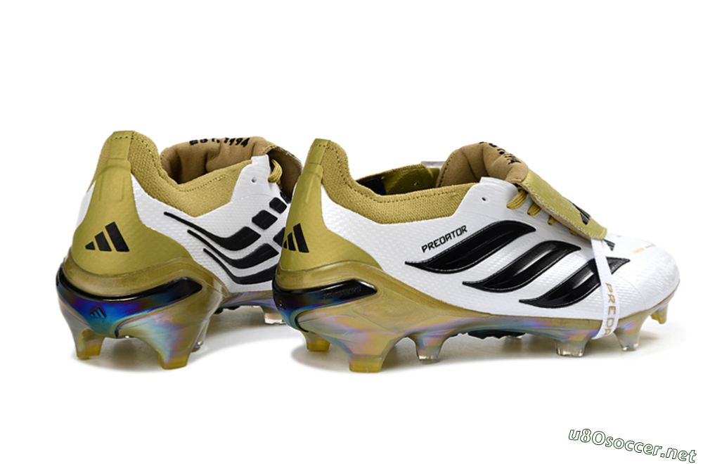 Unisex Adidas Predator 26 Elite Fold-Over Tongue FG Football Boots - White/Gold/Black 6
