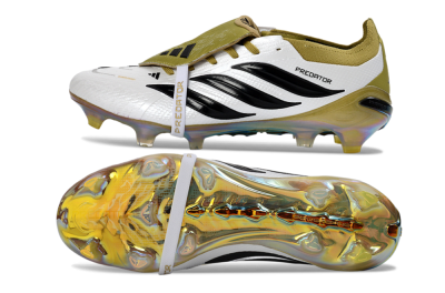 Unisex Adidas Predator 26 Elite Fold-Over Tongue FG Football Boots - White/Gold/Black