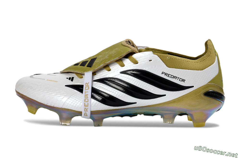 Unisex Adidas Predator 26 Elite Fold-Over Tongue FG Football Boots - White/Gold/Black 0