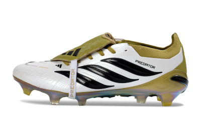 Unisex Adidas Predator 26 Elite Fold-Over Tongue FG Football Boots - White/Gold/Black