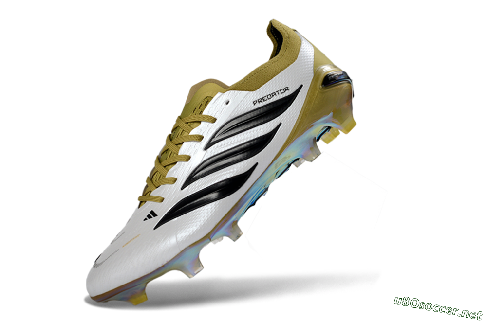 Unisex Adidas Predator 26 Elite FG Football Boots - White/Gold/Black 5